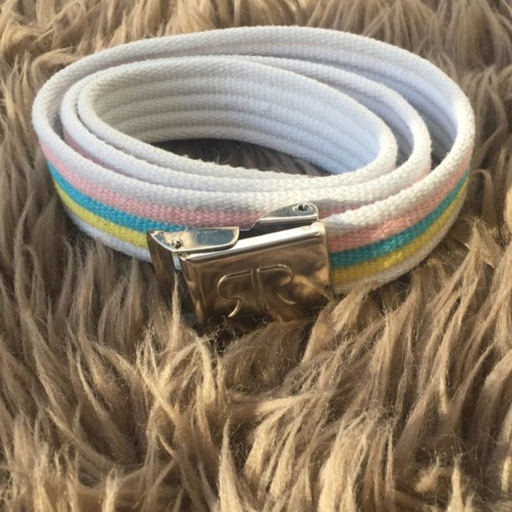 Vintage retro woven cotton slide buckle belt 29"